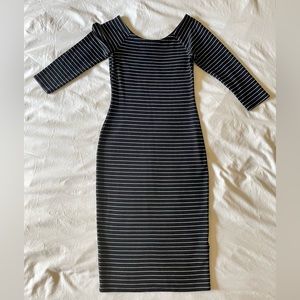 Zara | Pinstripe Midi Dress | 6 | Black/White